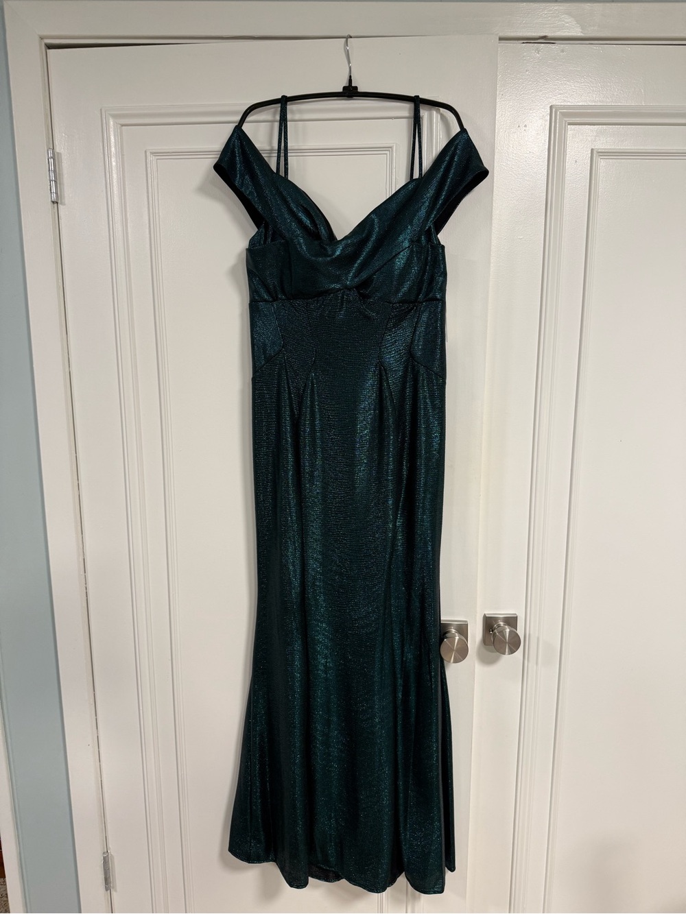 R&M Richards Shimmering Teal Evening Gown